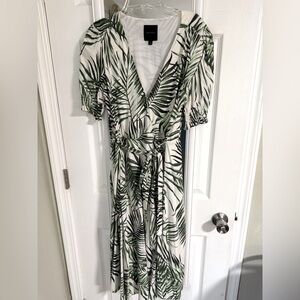 Like New Alex Marie Linen Palm Print Dress